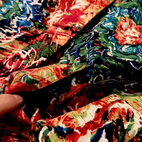 Chico’s Artsy Silk Blend Top Shacket Red WaterColor 0 (Small) Women CareerCore - Picture 9 of 15